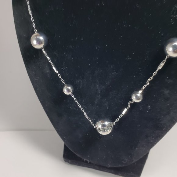 NWT Coldwater Creek 48 Inches Silver tone Vega beads with Crystal Necklace - Picture 6 of 10